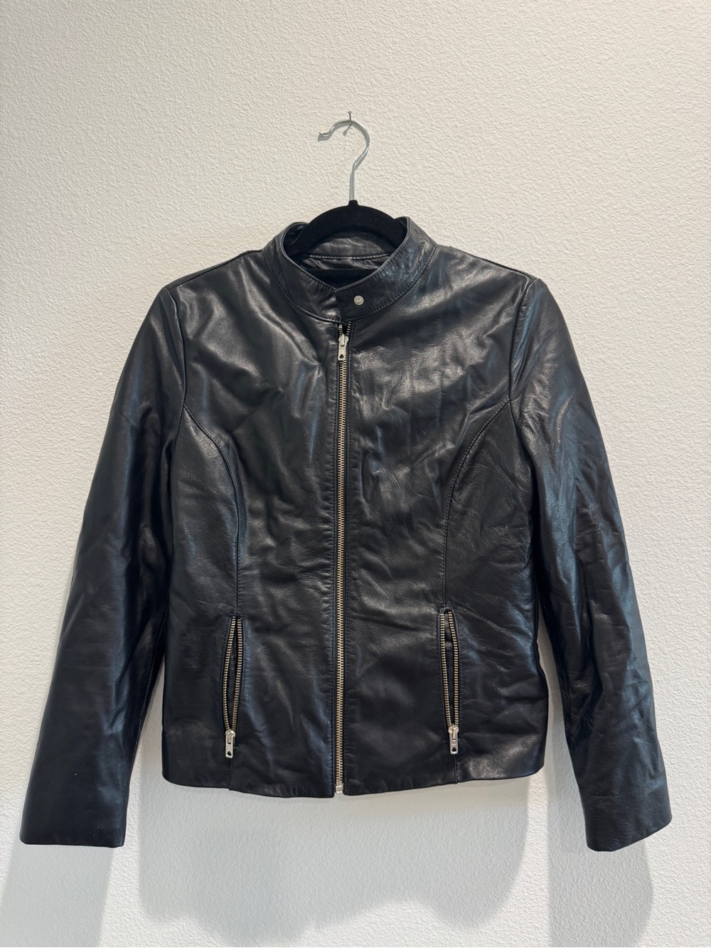 Vera Pelle Black Leather Zip-Up Jacket